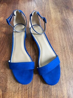 LOFT brand royal blue suede open-toe ankle strap sandals size 10